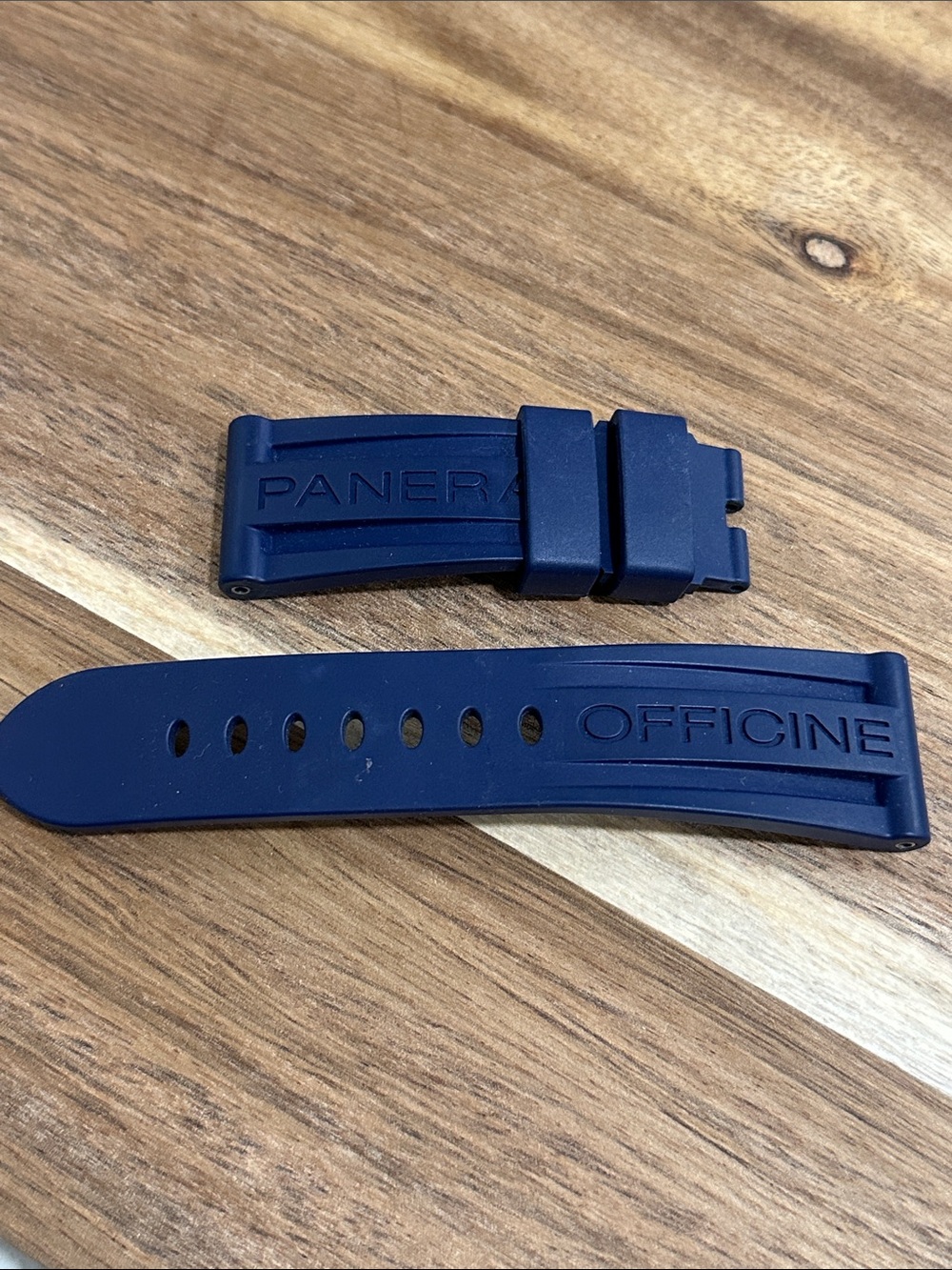 Panerai Blue Rubber Watch Strap - Officine Embossed